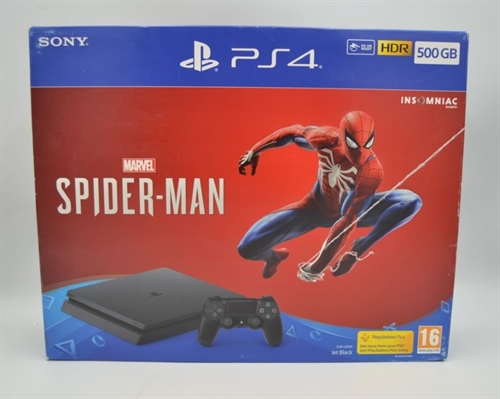 Playstation 4 - Slim - Spiderman bundle - 500 GB - Console - In box SNR 03-27452573-5775978 (A Grade) (Genbrug)